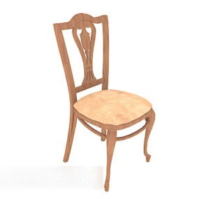 เก้าอี้รับประทานอาหารไม้ดั้งเดิมของยุโรปโมเดล 3 มิติ