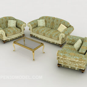 European Pattern Combination Sofa 3d model