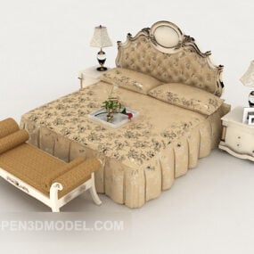 European Pattern Double Bed Classical 3d model