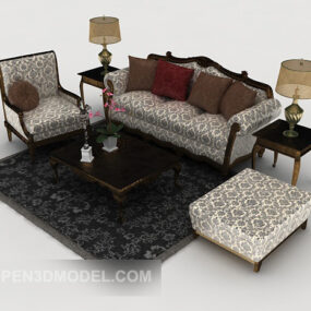 European Pattern Retro Sofa Sets 3d-modell