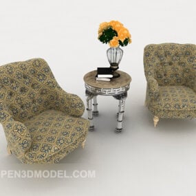 European Pattern Single Sofa Combination 3d model