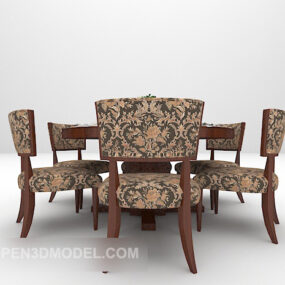 European Vintage Pattern Table And Chair 3d model