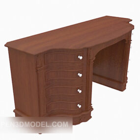 European Personal Desk Mahogany 3d model