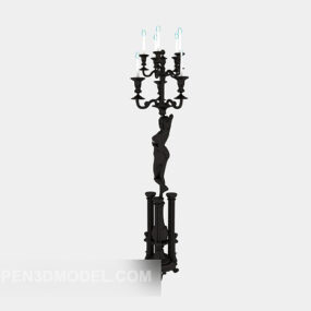 European Black Candlestick Lamp 3d model