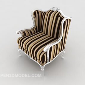 Europejska pojedyncza sofa w paski Model 3D