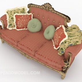 European Pink Home Sofa 3d model