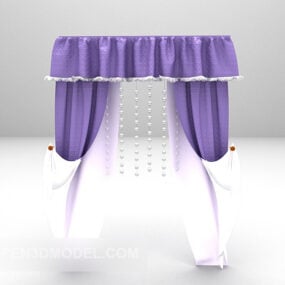 Modelo 3d de móveis de cortina roxa europeia