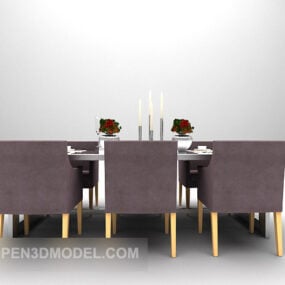 Dinning European Purple Table And Chair 3d model