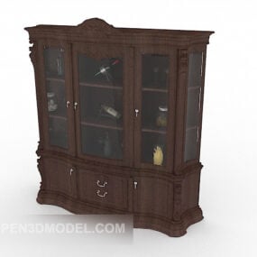 European Wood Home Display Cabinet 3d model
