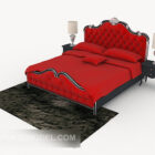 European Red Textiles Double Bed