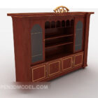 European Red Solid Wood Wine Cabinet