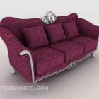 European Red Triple Sofa