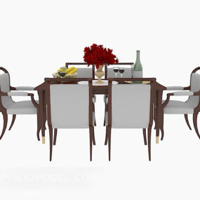 European Restaurant Table And Chair Furniture 3d model