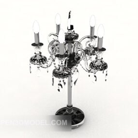 European Retro Black Candlestick Lamp 3d model