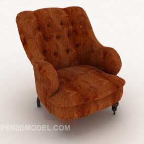 European Brown Single Sofa Wing Back 3d-modell