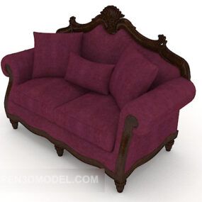 European Retro Purple Double Sofa 3d model