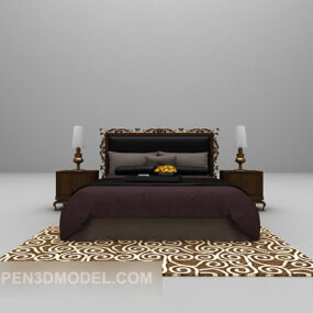 3д модель двуспальной кровати в европейском стиле ретро