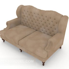European Simple Brown Double Sofa 3d model