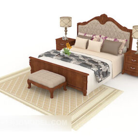 European Simple Generous Double Bed 3d model