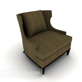 Europejska prosta szaro-brązowa pojedyncza sofa Model 3D