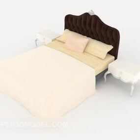 European Simple Light Light Double Bed 3d model