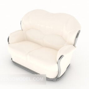 Europejska prosta podwójna sofa z białym ryżem Model 3D