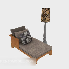 Conjuntos de sofás europeos simples de madera maciza modelo 3d