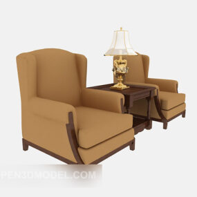 European Single Armrest Sofa With Table 3d model