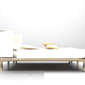 European White Single Bed Furniture 3d model