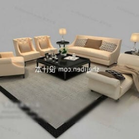 European Sofa Coffee Table Set 3d model