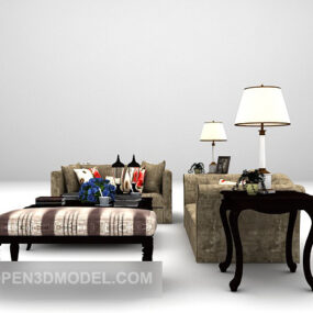 3д модель европейского дивана в винтажном стиле
