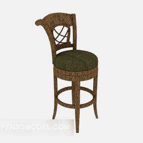 European Solid Wood Bar Chair 3d model