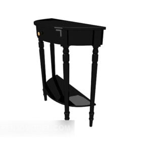 3д модель европейского винтажного черного приставного столика из массива дерева