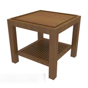 European Solid Wood Brown Side Table 3d model