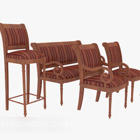 European Solid Wood Chair Collection 3d model