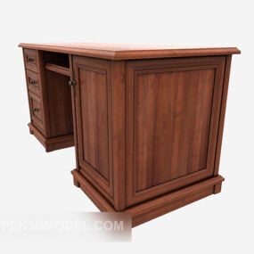 Europejskie klasyczne biurko z litego drewna mahoniowego Model 3D