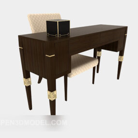 Solid Wood Desk European Elegant Design 3d model