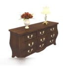 European solid wood drawer cabinet 3d model