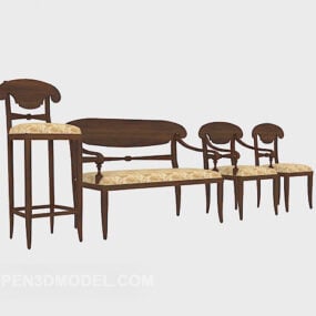 European Solid Wood Home Chair Collection 3d model