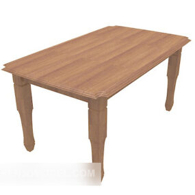 Europejski prosty stół do jadalni z litego drewna Model 3D