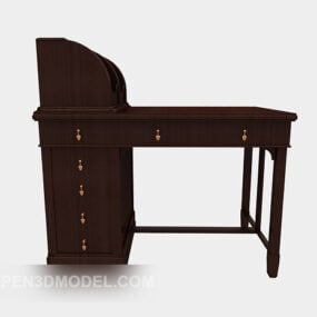 3д модель традиционного европейского письменного стола из массива дерева
