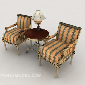 European Striped Home Chair 3d model