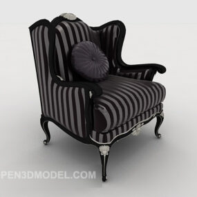 European Striped Single Sofa Furniture 3d model