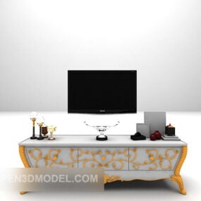 3д модель корпусной мебели для телевизора в европейском стиле ретро