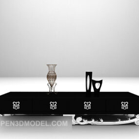 European Style Black Tv Cabinet Furniture Set 3d model