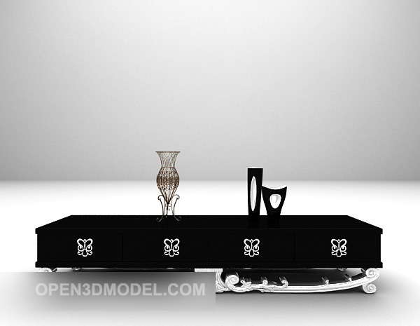 European Style Black Tv Cabinet Furniture Set Free 3d Model - .Max