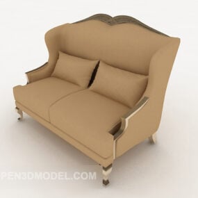 European-style Back-to-back Double Sofa 3d model