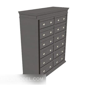 European Style Black Drawer Side Cabinet 3d model