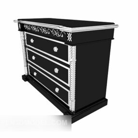 European Style Black Side Cabinet 3d model