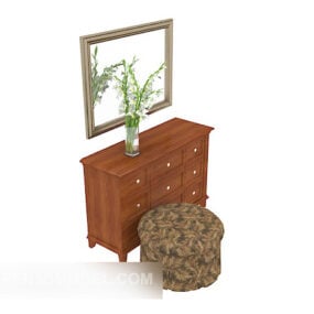 Braunes Home Side Cabinet im europäischen Stil, 3D-Modell